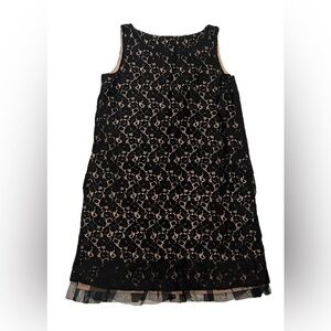 Gap Kids Black Flower Lace & Tan Lining Sleeveless Dress, XXL (14-16)
